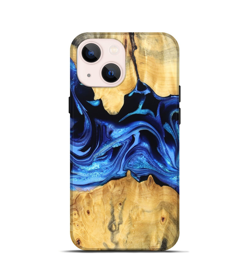 iPhone 13 mini Wood Live Edge Phone Case - Gauge (Blue, 823238)