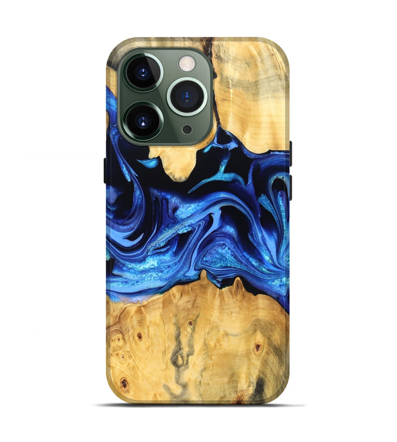 iPhone 13 Pro Wood Live Edge Phone Case - Gauge (Blue, 823238)