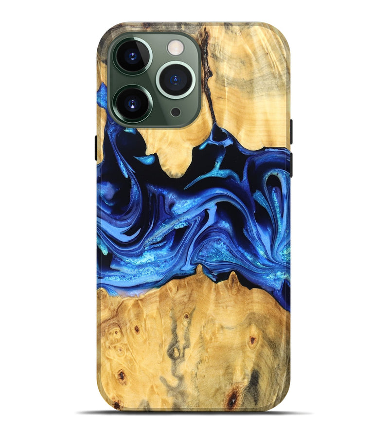 iPhone 13 Pro Max Wood Live Edge Phone Case - Gauge (Blue, 823238)