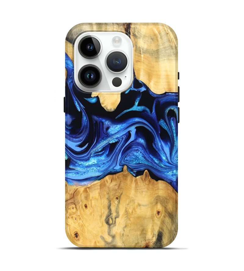 iPhone 15 Pro Wood Live Edge Phone Case - Gauge (Blue, 823238)