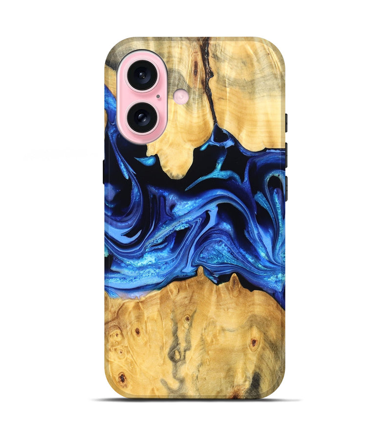 iPhone 17 Wood Live Edge Phone Case - Gauge (Blue, 823238)
