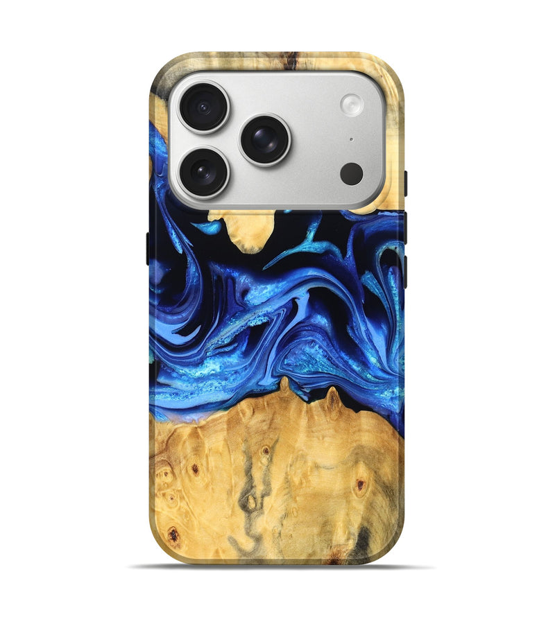 iPhone 17 Pro Wood Live Edge Phone Case - Gauge (Blue, 823238)