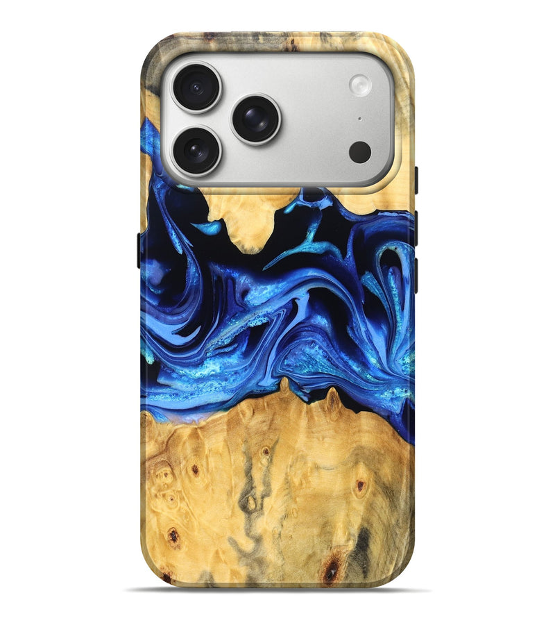 iPhone 17 Pro Max Wood Live Edge Phone Case - Gauge (Blue, 823238)