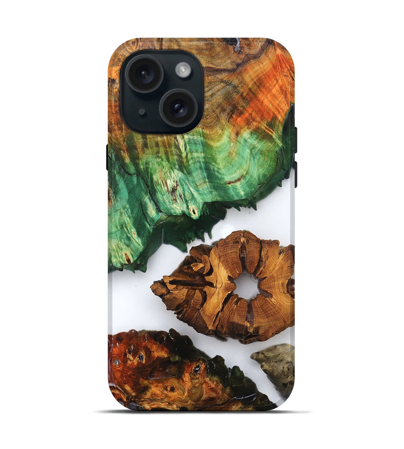 iPhone 15 Wood Live Edge Phone Case - Shavon (Clear, 823239)