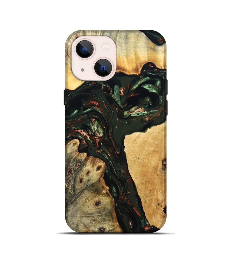 iPhone 13 mini Wood Live Edge Phone Case - Tonya (Green, 823240)