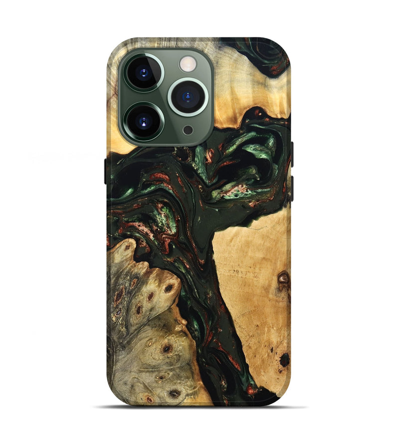 iPhone 13 Pro Wood Live Edge Phone Case - Tonya (Green, 823240)