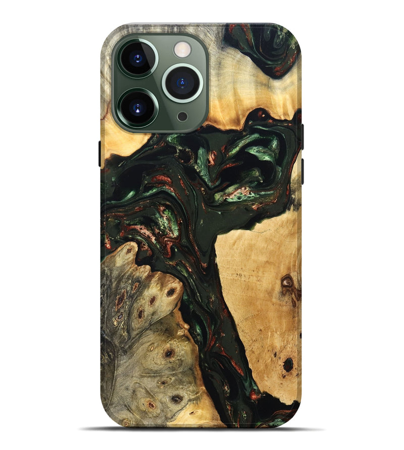 iPhone 13 Pro Max Wood Live Edge Phone Case - Tonya (Green, 823240)
