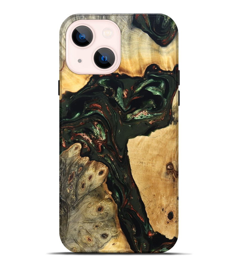 iPhone 14 Plus Wood Live Edge Phone Case - Tonya (Green, 823240)