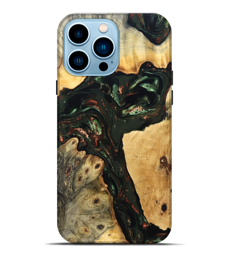 iPhone 14 Pro Max Wood Live Edge Phone Case - Tonya (Green, 823240)