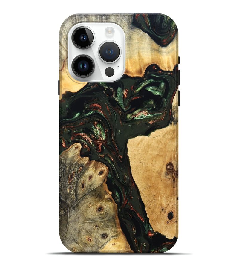 iPhone 15 Pro Max Wood Live Edge Phone Case - Tonya (Green, 823240)
