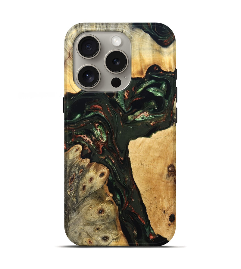 iPhone 16 Pro Wood Live Edge Phone Case - Tonya (Green, 823240)