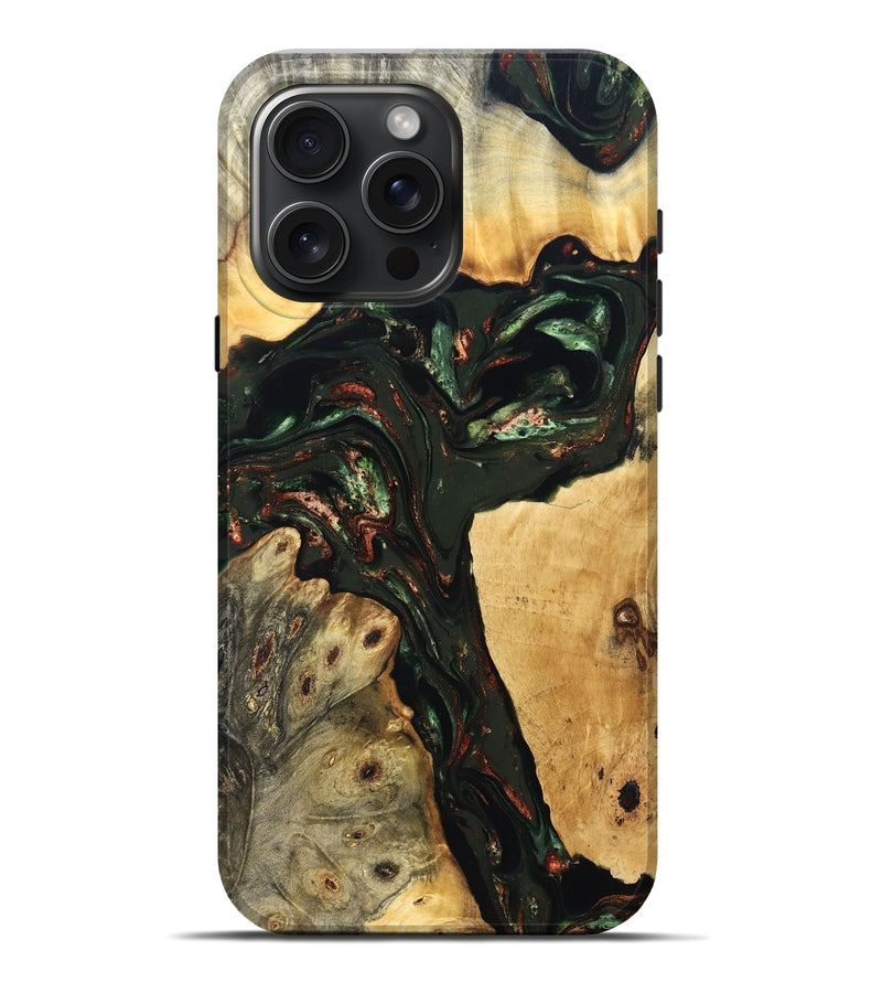 iPhone 16 Pro Max Wood Live Edge Phone Case - Tonya (Green, 823240)
