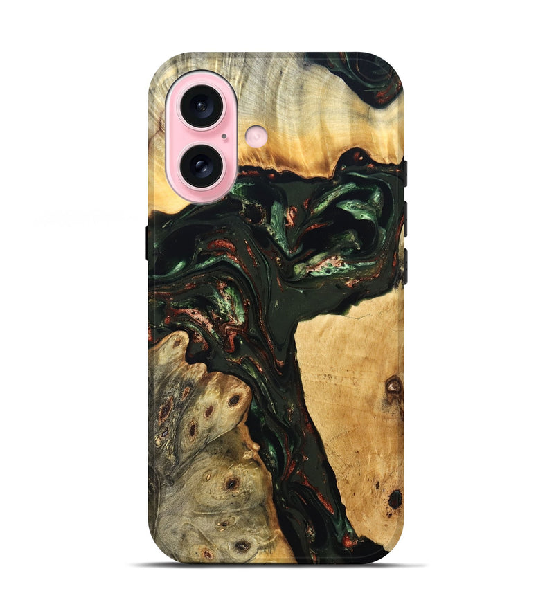 iPhone 17 Wood Live Edge Phone Case - Tonya (Green, 823240)