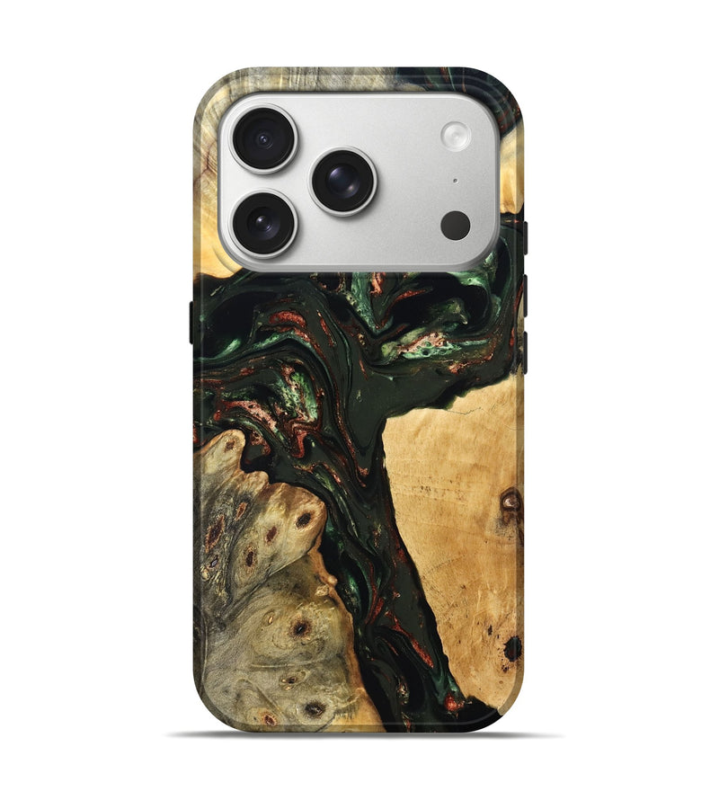 iPhone 17 Pro Wood Live Edge Phone Case - Tonya (Green, 823240)
