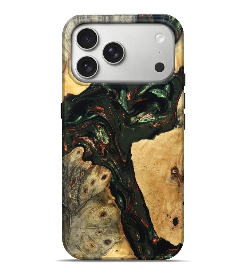 iPhone 17 Pro Max Wood Live Edge Phone Case - Tonya (Green, 823240)