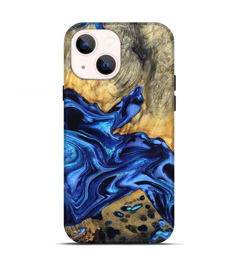iPhone 13 Wood Live Edge Phone Case - Darby (Blue, 823243)