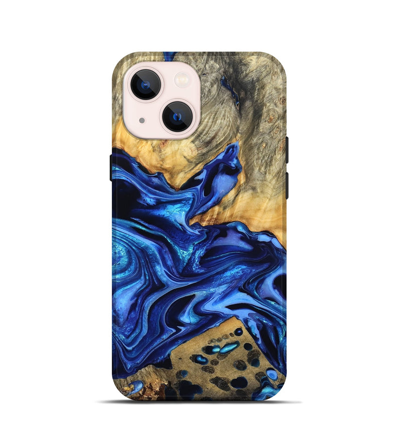 iPhone 13 mini Wood Live Edge Phone Case - Darby (Blue, 823243)