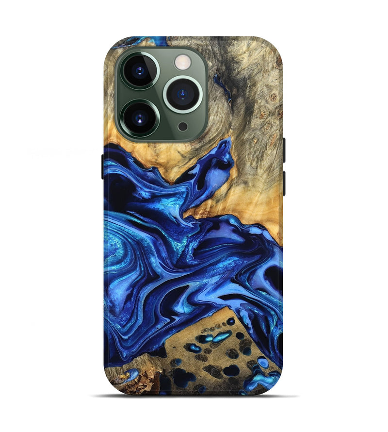 iPhone 13 Pro Wood Live Edge Phone Case - Darby (Blue, 823243)