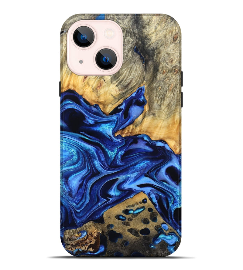 iPhone 14 Plus Wood Live Edge Phone Case - Darby (Blue, 823243)