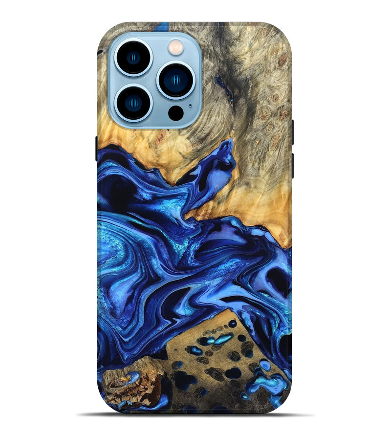 iPhone 14 Pro Max Wood Live Edge Phone Case - Darby (Blue, 823243)
