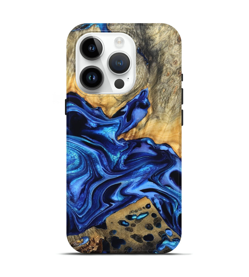 iPhone 15 Pro Wood Live Edge Phone Case - Darby (Blue, 823243)