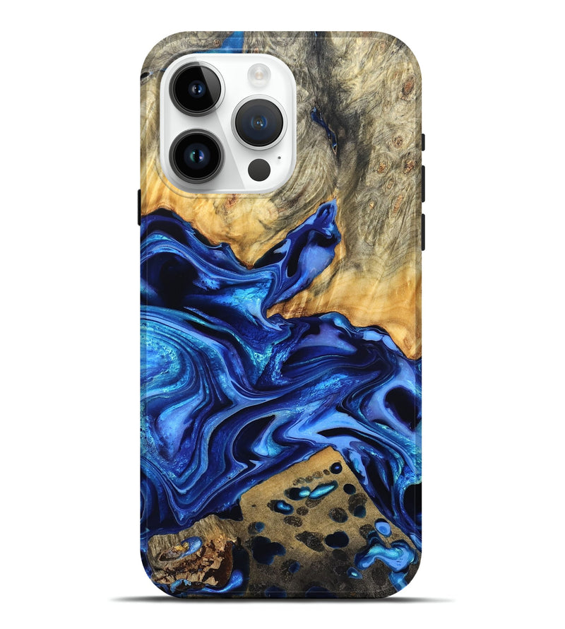 iPhone 15 Pro Max Wood Live Edge Phone Case - Darby (Blue, 823243)
