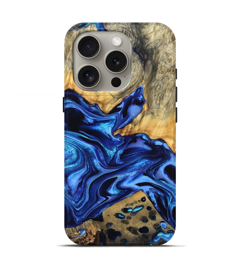 iPhone 16 Pro Wood Live Edge Phone Case - Darby (Blue, 823243)