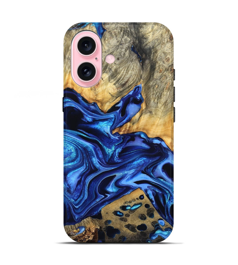 iPhone 17 Wood Live Edge Phone Case - Darby (Blue, 823243)