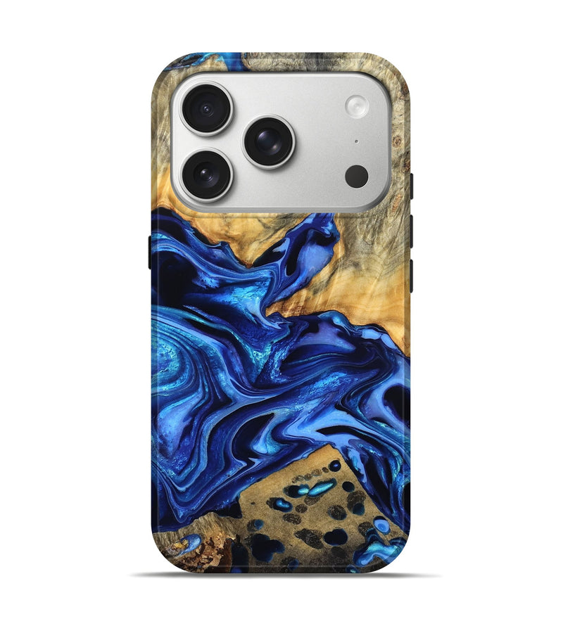 iPhone 17 Pro Wood Live Edge Phone Case - Darby (Blue, 823243)