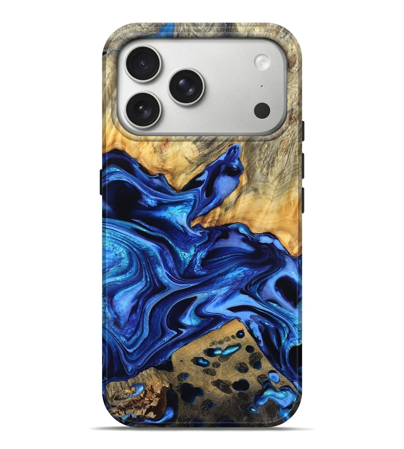 iPhone 17 Pro Max Wood Live Edge Phone Case - Darby (Blue, 823243)