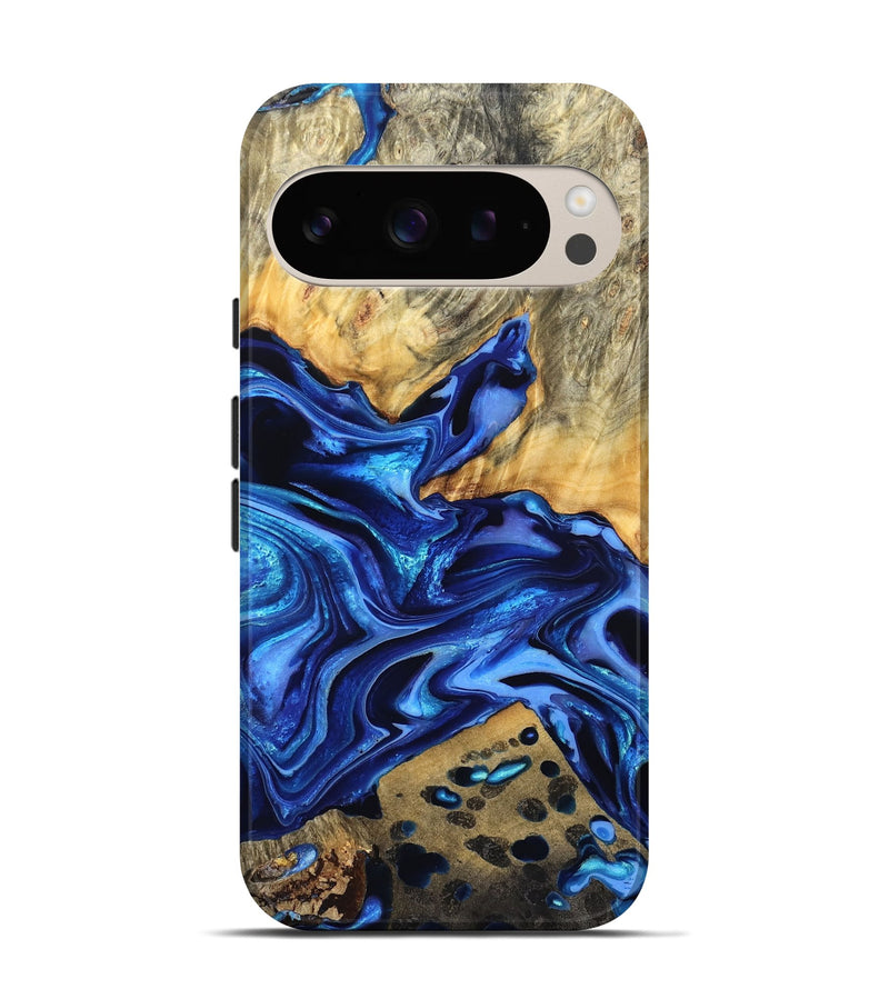 Pixel 9 Wood Live Edge Phone Case - Darby (Blue, 823243)