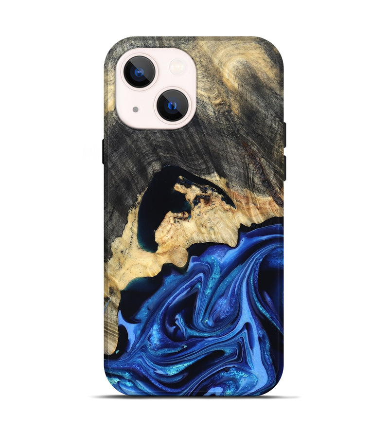 iPhone 14 Wood Live Edge Phone Case - Wyatt (Blue, 823247)