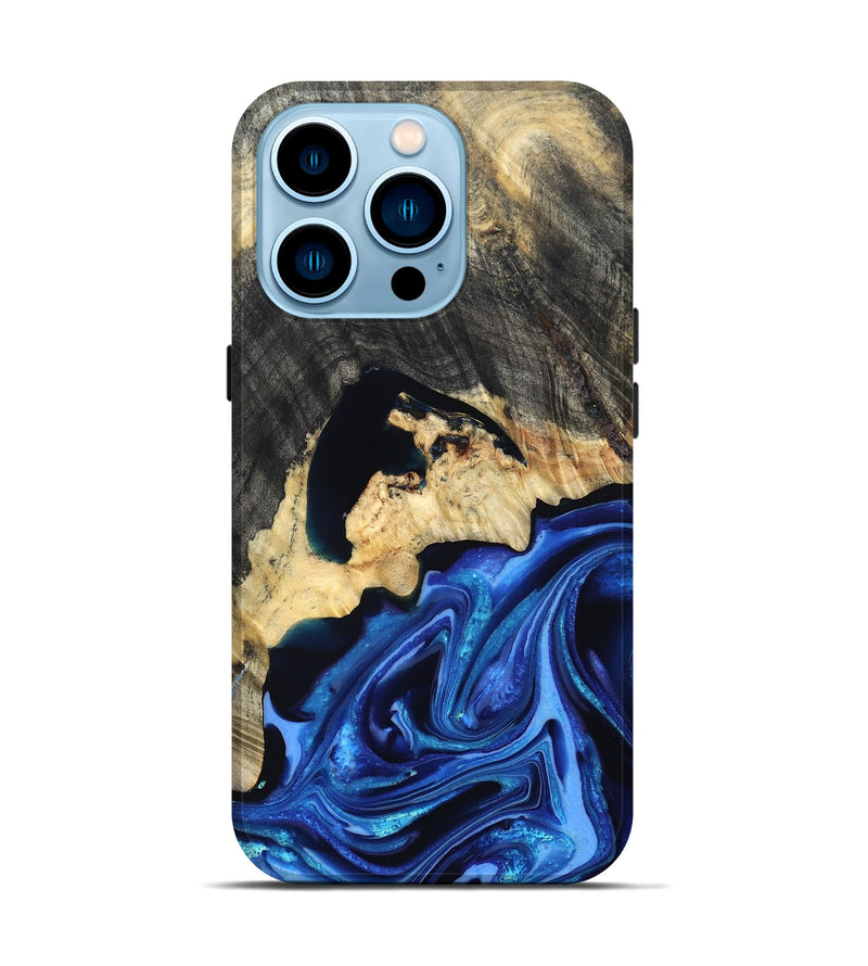 iPhone 14 Pro Wood Live Edge Phone Case - Wyatt (Blue, 823247)