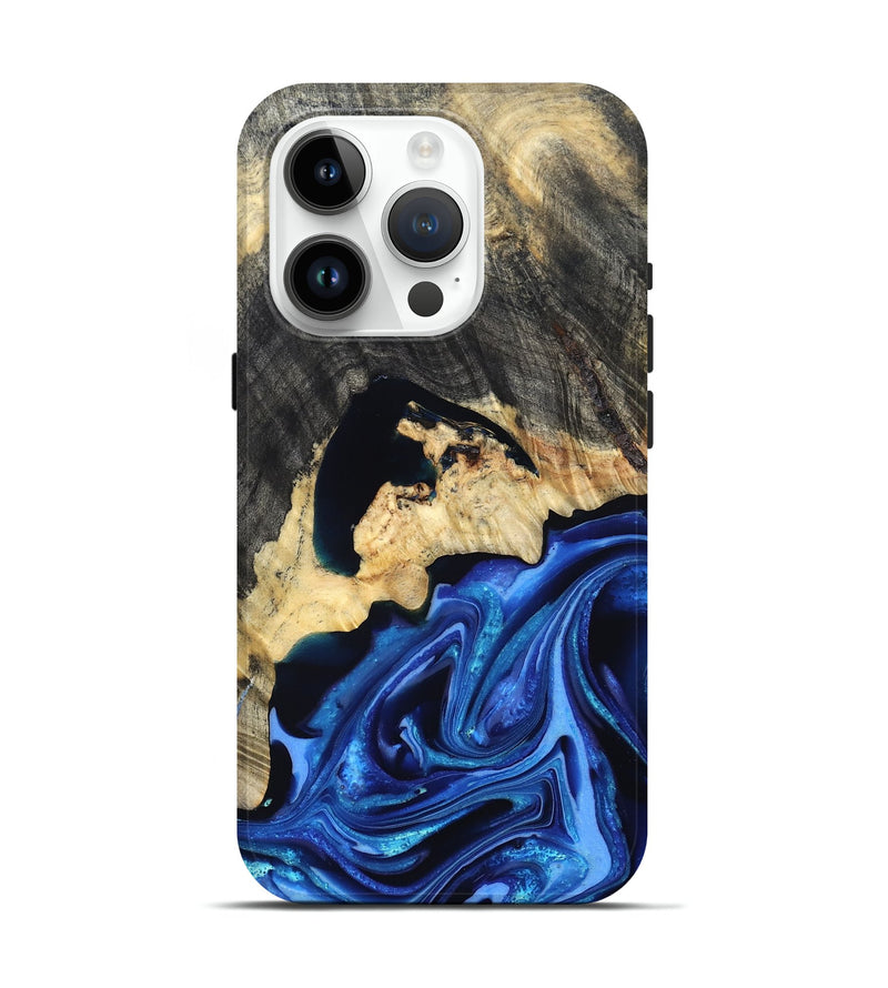 iPhone 15 Pro Wood Live Edge Phone Case - Wyatt (Blue, 823247)