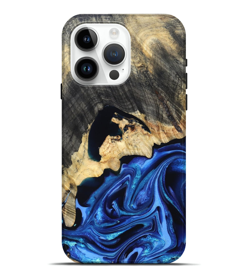 iPhone 15 Pro Max Wood Live Edge Phone Case - Wyatt (Blue, 823247)