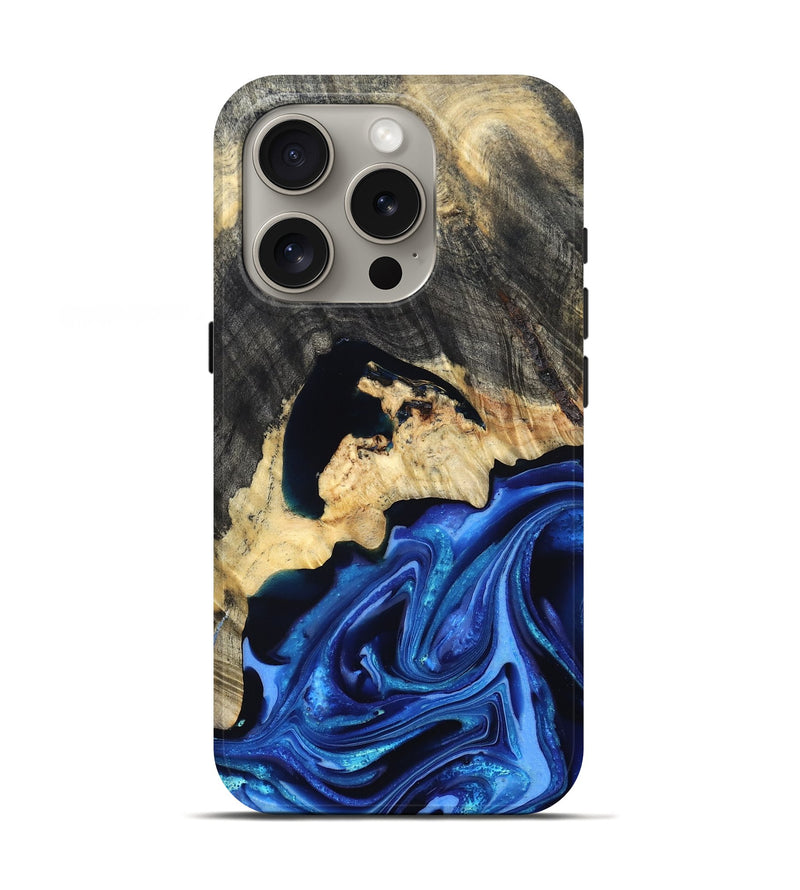 iPhone 16 Pro Wood Live Edge Phone Case - Wyatt (Blue, 823247)