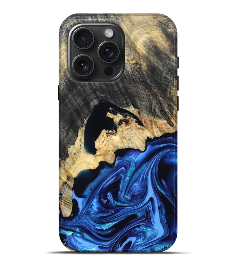 iPhone 16 Pro Max Wood Live Edge Phone Case - Wyatt (Blue, 823247)