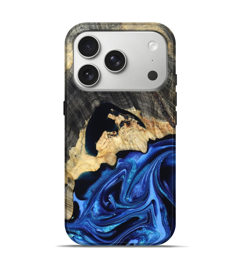 iPhone 17 Pro Wood Live Edge Phone Case - Wyatt (Blue, 823247)