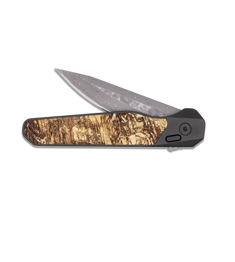 EDC Dark Damascus Wood Pocket Knife - Scarlet (Wood Burl, 823256)