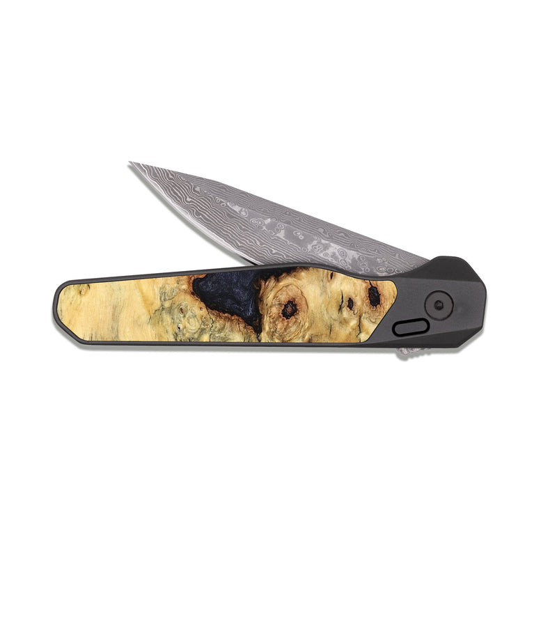 EDC Dark Damascus Wood Pocket Knife - Kaylee (Wood Burl, 823257)