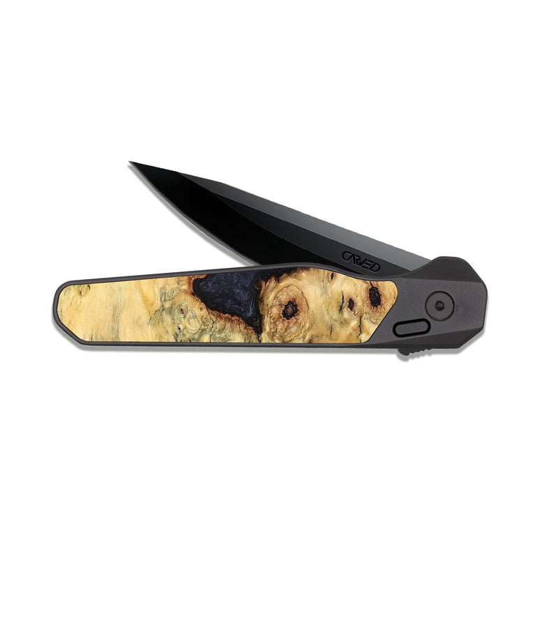 EDC Dark Slate Wood Pocket Knife - Kaylee (Wood Burl, 823257)