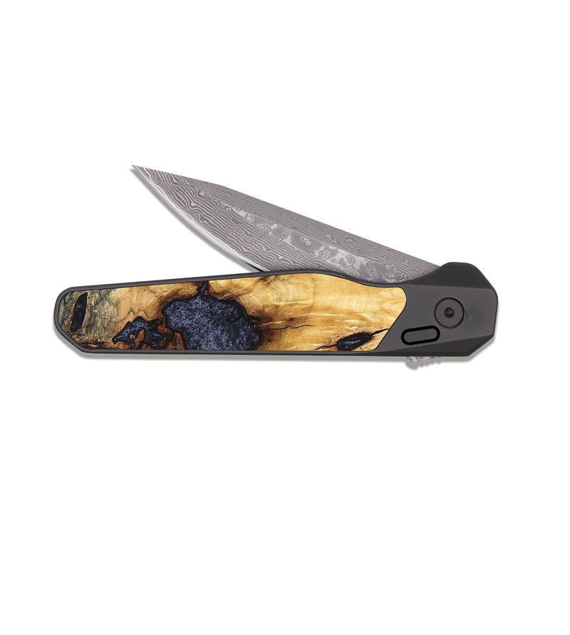 EDC Dark Damascus Wood Pocket Knife - Kelsi (Wood Burl, 823258)