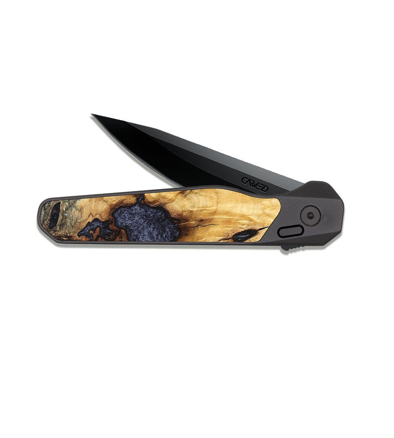 EDC Dark Slate Wood Pocket Knife - Kelsi (Wood Burl, 823258)