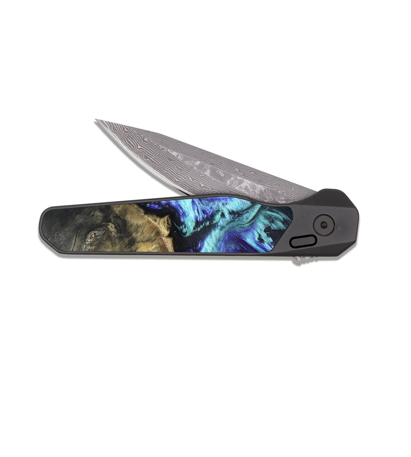 EDC Dark Damascus Wood Pocket Knife - Nyra (Purple, 823264)