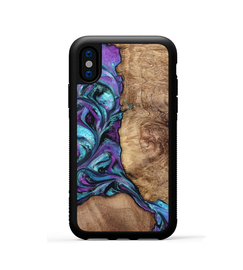 iPhone Xs Wood Phone Case - Roberto (Purple, 823265)