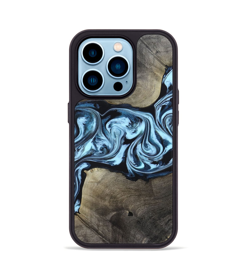 iPhone 14 Pro Wood Phone Case - Bruce (Blue, 823284)