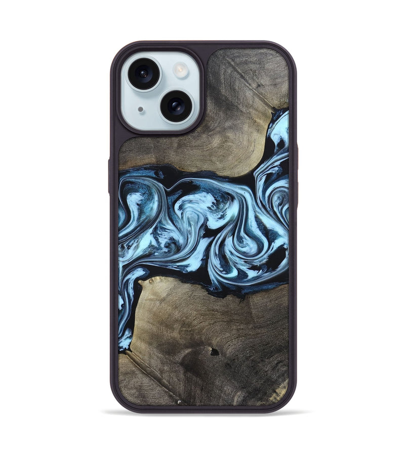iPhone 15 Wood Phone Case - Bruce (Blue, 823284)