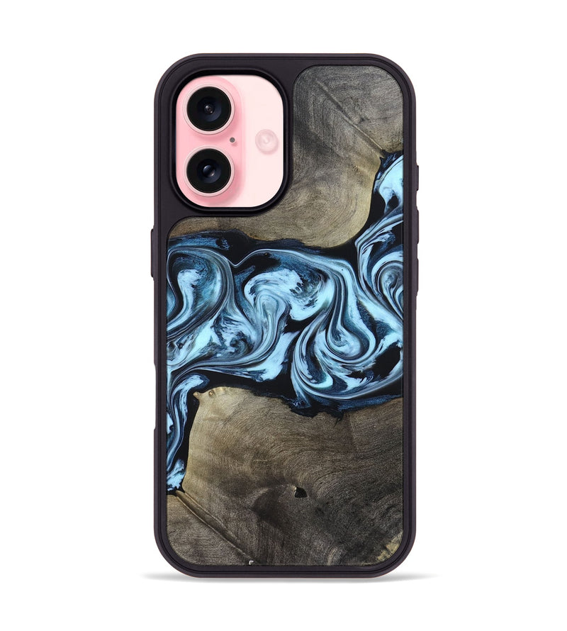 iPhone 16 Wood Phone Case - Bruce (Blue, 823284)