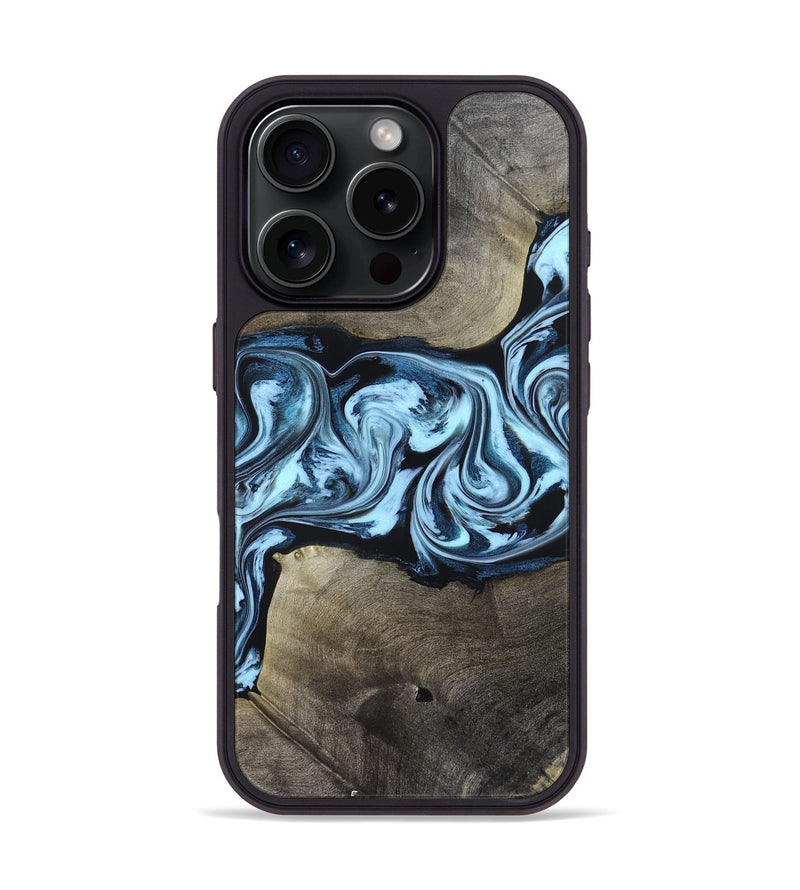 iPhone 16 Pro Wood Phone Case - Bruce (Blue, 823284)