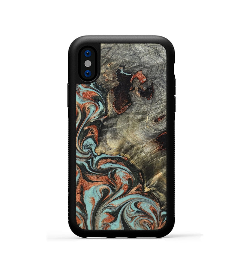 iPhone Xs Wood Phone Case - Hailie (Green, 823286)